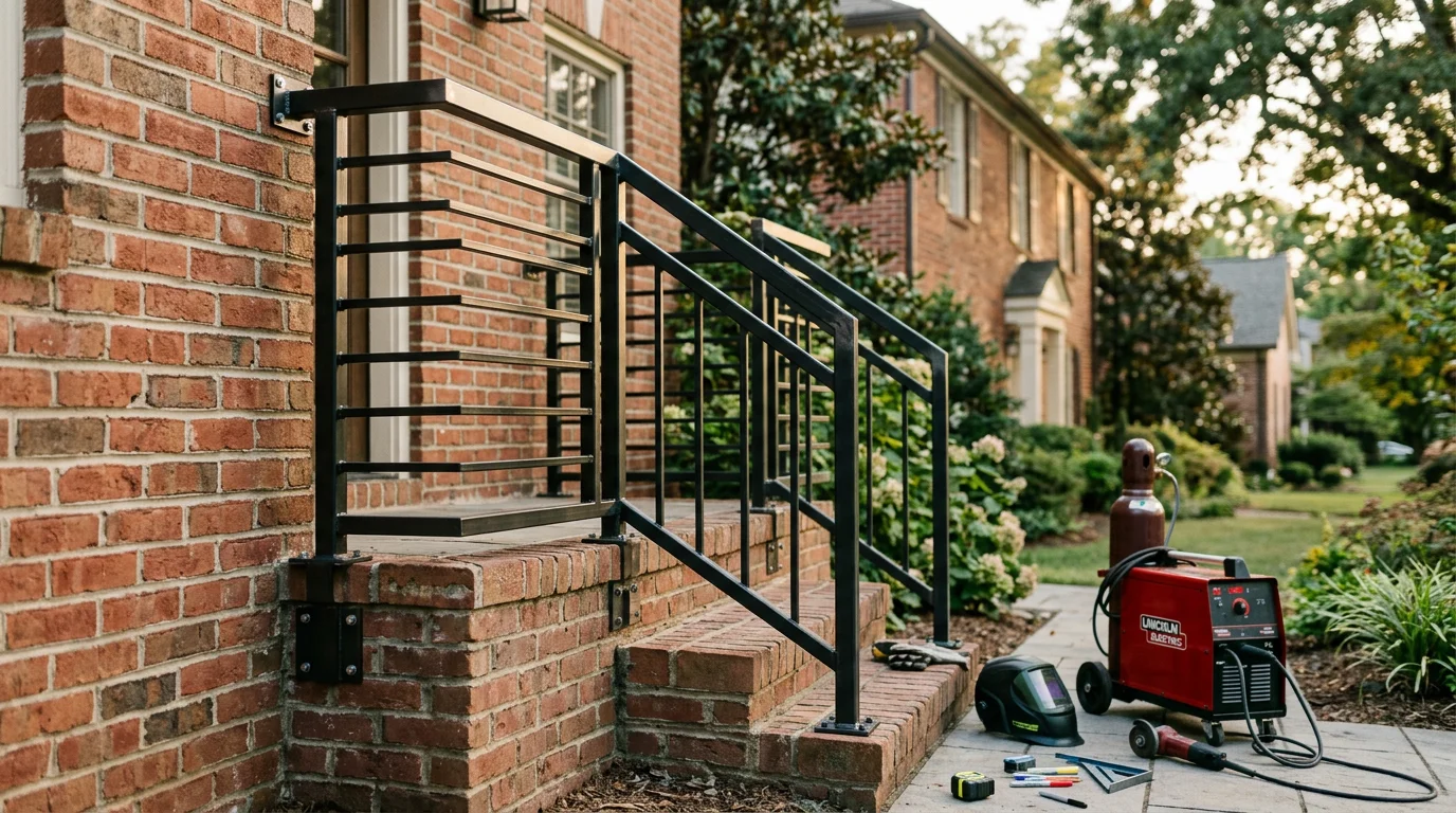 Custom metal fabrication work including handrails and structural components