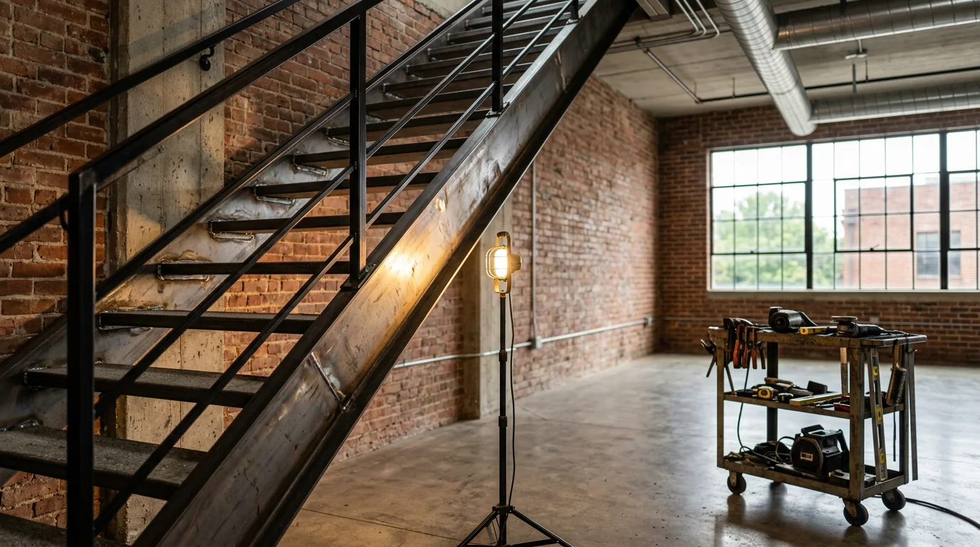 Custom metal stairs installed in residential and commercial buildings